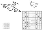 Malvorlage  Sudoku - Flugzeug