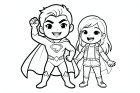 Superheldin mit einem Mädchen