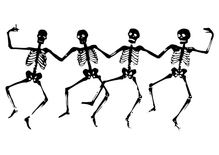 Malvorlage  tanzende Skelette