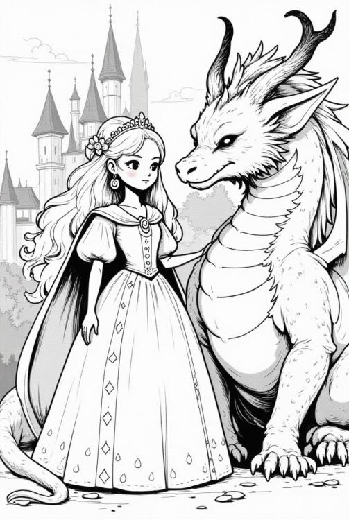 tapfere Prinzessin mit ihrem Drachen