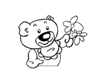 Malvorlagen Teddybär mit Blumen