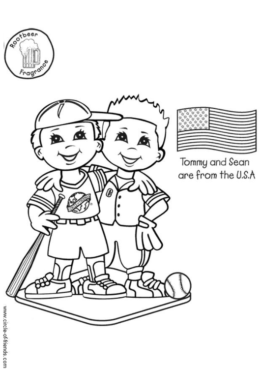 Malvorlage  Tommy und Sean aus den USA
