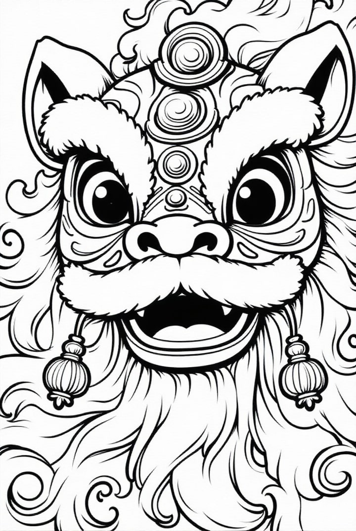 Malvorlage  traditionelle chinesische Drachenmaske