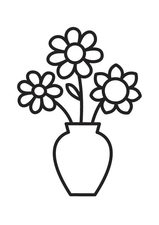 Malvorlage Vase mit Blumen - Kostenlose Ausmalbilder Zum Ausdrucken