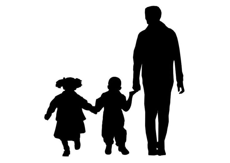 Malvorlage  Vater mit Sohn und Tochter