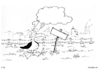 malvorlage Vogel bei Fabrik