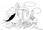 malvorlage Vogel im Restaurant
