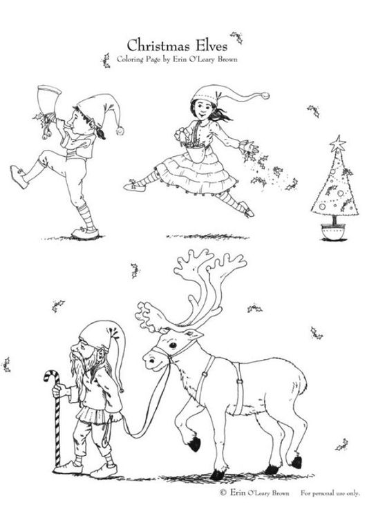 Malvorlage  Weihnachten Elfen