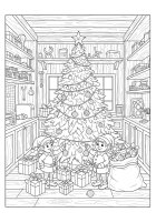 Malvorlage weihnachtselfen am weihnachtsbaum