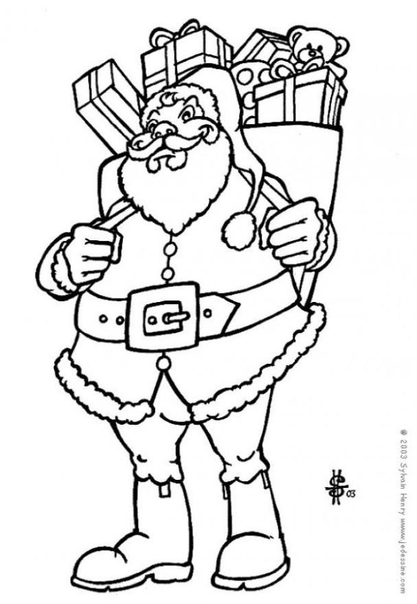 malvorlage weihnachtsmann mit geschenken - kostenlose