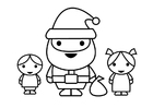 Malvorlage  Weihnachtsmann mit Kindern
