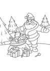 Malvorlagen Weihnachtsmann mit Paketen
