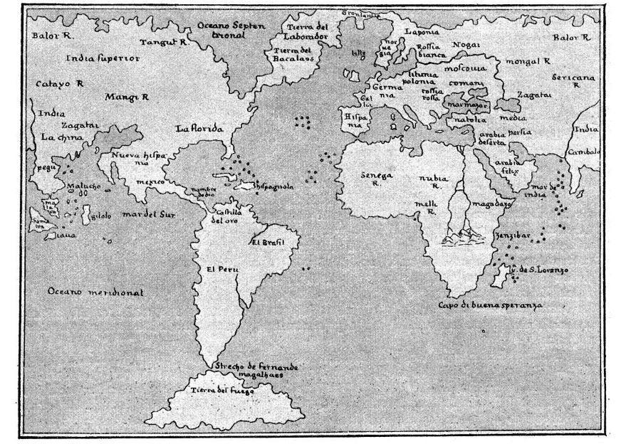 Malvorlage  Weltkarte 1548