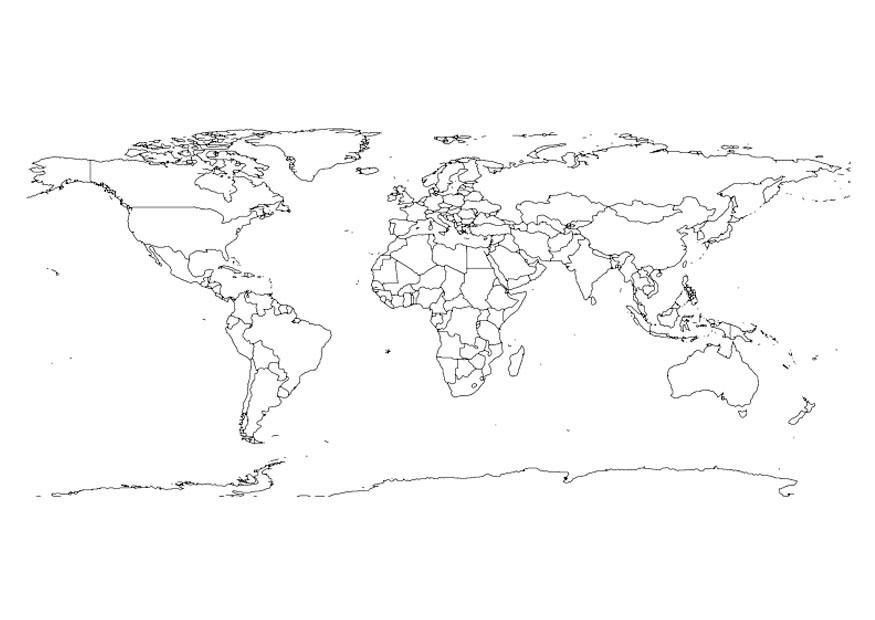 Malvorlage  Weltkarte